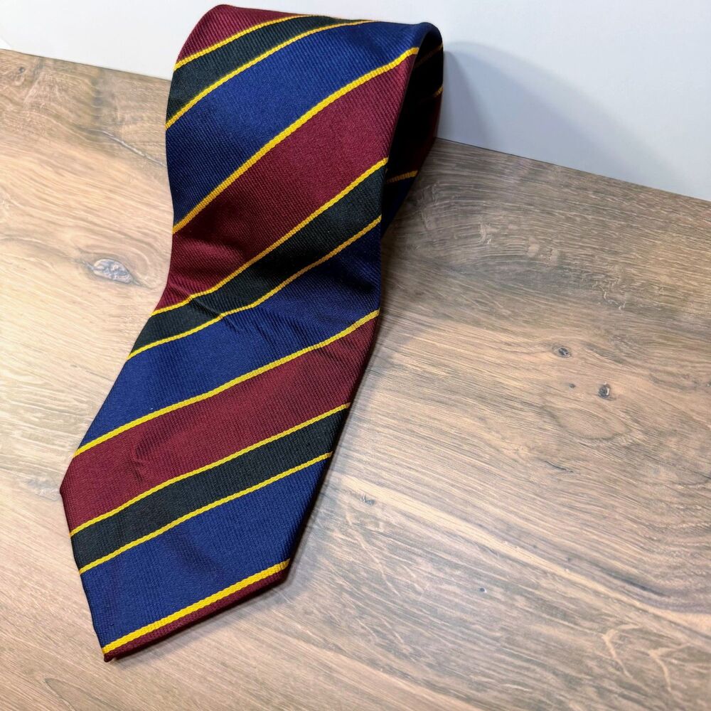 Ben Silver English Silk Repp Tie Regiment Stripe Vtg Handmade 3.25x58 Handmade